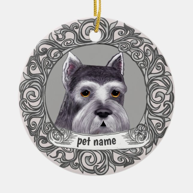 Enfeite de memória amorosa do cão Schnauzer (Frente)