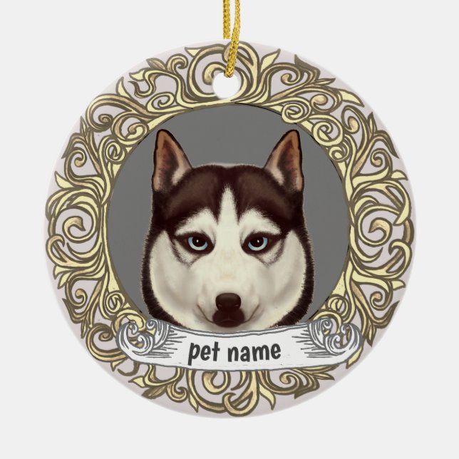 Enfeite de Memória Amorosa do Husky Siberiano (Frente)