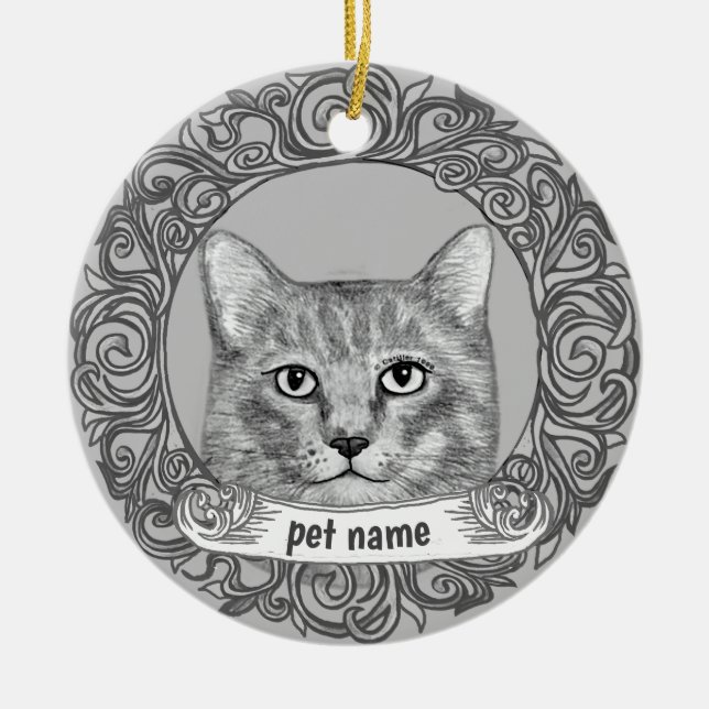 Enfeite de memória de gato querido (Frente)