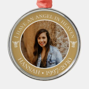 Enfeite de Metal com Foto de Anjo no Céu
