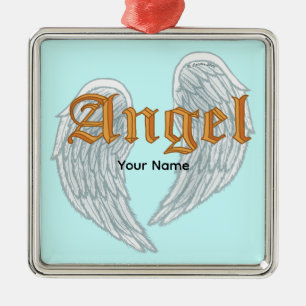 Enfeite de metal quadrado Asas de Anjo