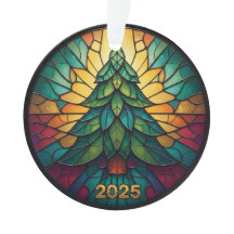 Enfeite de Natal 2025 Vidro Manchado Falso Ef. 1