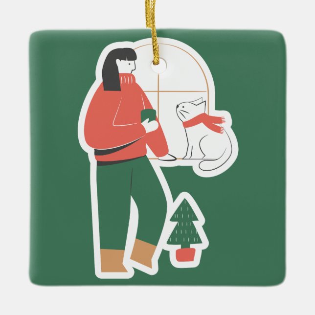 Enfeite de Natal Aconchegante com Menina (Frente)