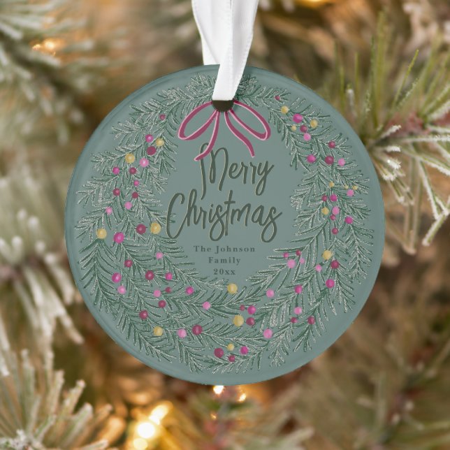 Enfeite de Natal Acrílico Verde Salvia com Foto (Árvore)
