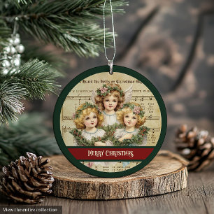 Enfeite de Natal Alegre Anjo Verde Vermelho Lembra