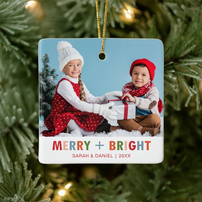 Enfeite de Natal Alegre e Moderno (Modern Merry and Bright Christmas Ornament
)