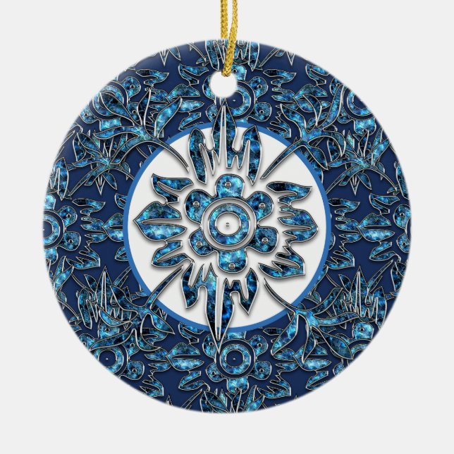 Enfeite de Natal Azul Antigo (Frente)