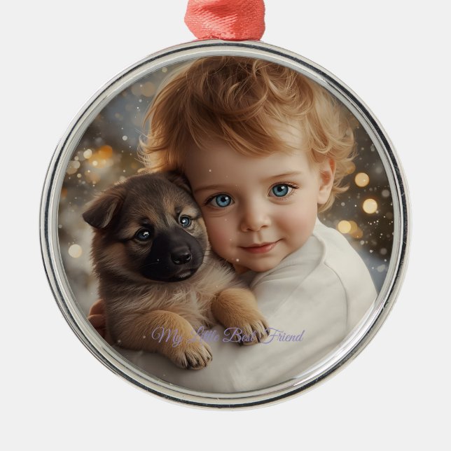 Enfeite de Natal Bebê e Cachorrinho Mágico (Frente)