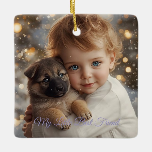 Enfeite de Natal Bebê e Cachorrinho Mágico (Frente)
