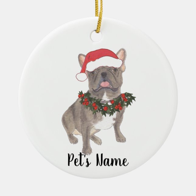 Enfeite de Natal Blue Grey Frenchie (Frente)