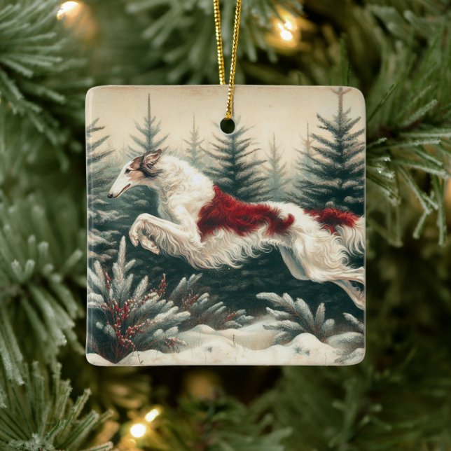 Enfeite de Natal Borzoi Saltitante (Árvore)
