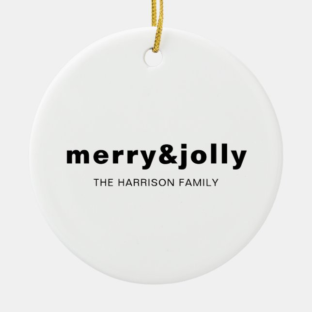 Enfeite de Natal Branco Minimalista Alegre e Brilh (Frente)