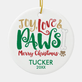 Enfeite de Natal Cachorro Alegria Amor PAWS