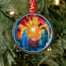 Enfeite de Natal Cena de Natividade em Vidro Pinta