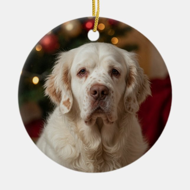 Enfeite de Natal Clumber Spaniel (Frente)