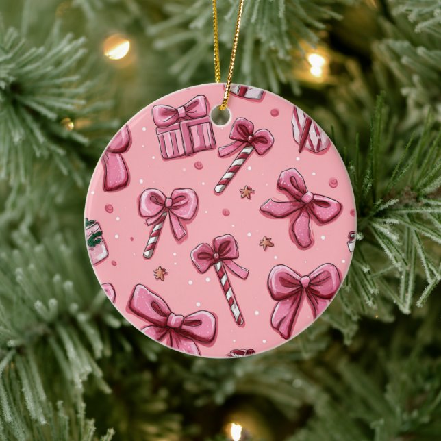 Enfeite de Natal com Design Rosa Festivo (Árvore)
