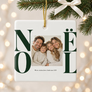 Enfeite de Natal com Foto da Família em Verde Flor