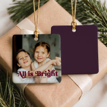 Enfeite de Natal com Foto da Família 'Tudo está Br