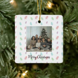 Enfeite de Natal com Foto de Árvore de Pinheiro Pa