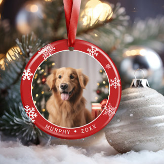 Enfeite de Natal com Foto de Cachorro de Dois Lado