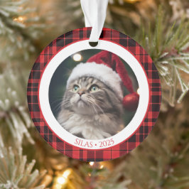 Enfeite de Natal com Foto de Gato com Ano para Ama
