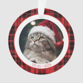 Enfeite de Natal com Foto de Gato com Ano para Ama