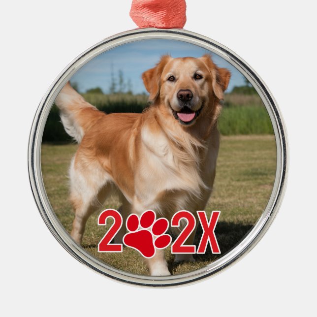 Enfeite de Natal com Foto de Pet Personalizada & A (Frente)