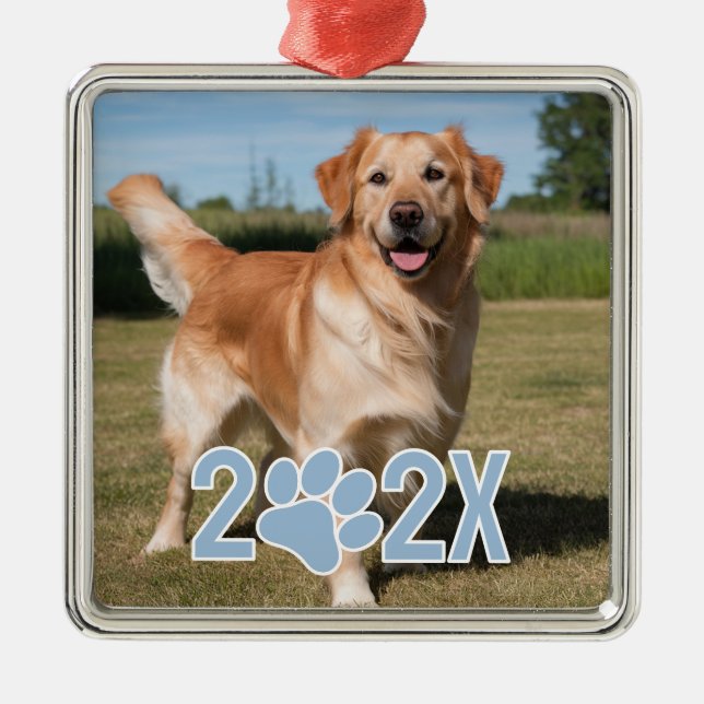 Enfeite de Natal com Foto de Pet Personalizada & A (Frente)