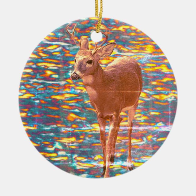 Enfeite de Natal com Foto de Veado (Frente)