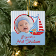Enfeite de Natal com Foto do Barquinho do Bebê no