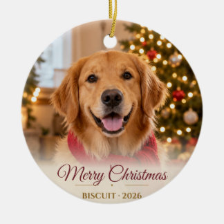 Enfeite de Natal com Foto do Pet em Creme