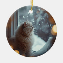 Enfeite de Natal com Foto Personalizada do Gato 