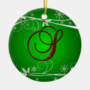 Enfeite de Natal com Letra Inicial Holly Vermelho