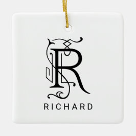 Enfeite de Natal com Monograma Elegante Letra R