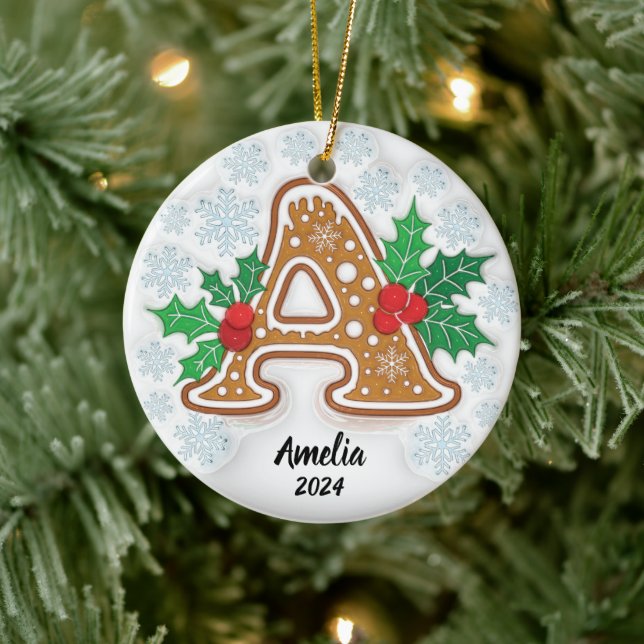 Enfeite de Natal com Monograma Personalizado Letra (Árvore)