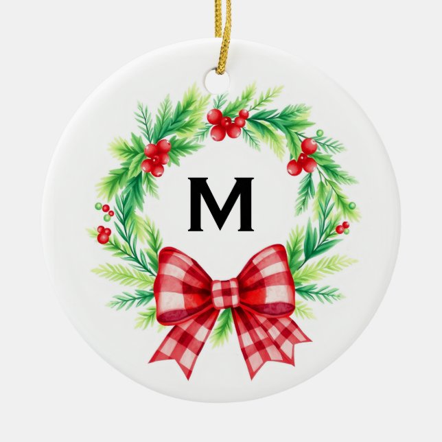 Enfeite de Natal com Monograma Personalizado para  (Frente)