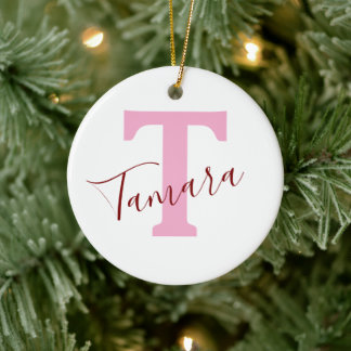 Enfeite de Natal com Monograma Rosa | Nome Persona