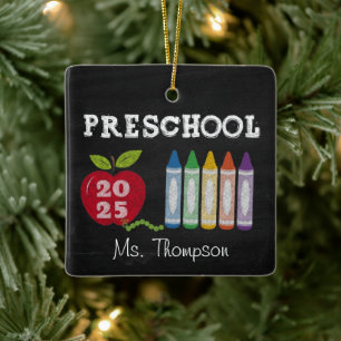 Enfeite de Natal com o Nome de Professor de Pré-Es