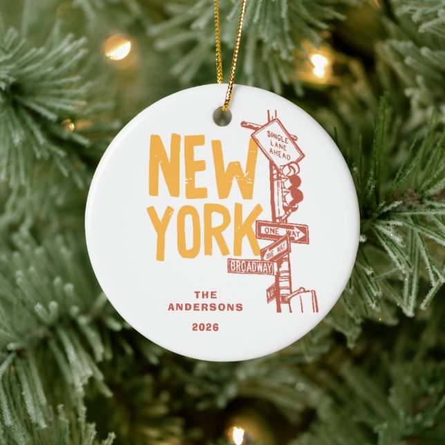 Enfeite de Natal com Placa de Rua de Nova York (Árvore)