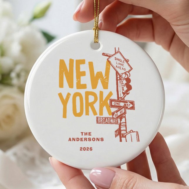 Enfeite de Natal com Placa de Rua de Nova York (Criador carregado)