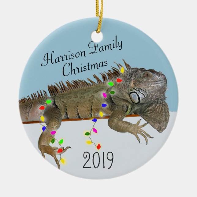 Enfeite de Natal da Família de Iguana (Frente)