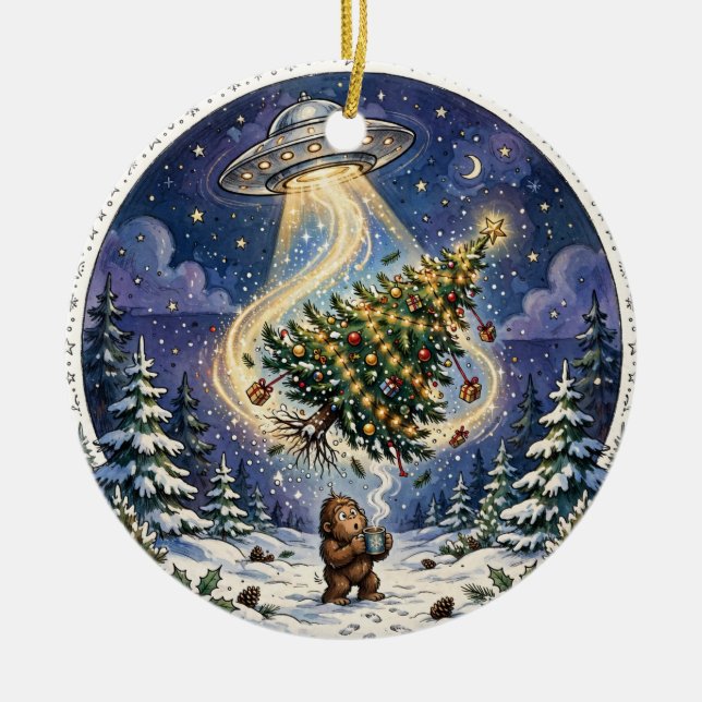 Enfeite de Natal de Abdução Alienígena (Frente)