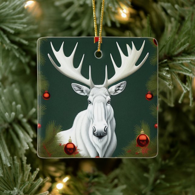 Enfeite de Natal de Alce Branco Art Déco (Árvore)