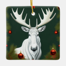 Enfeite de Natal de Alce Branco Art Déco