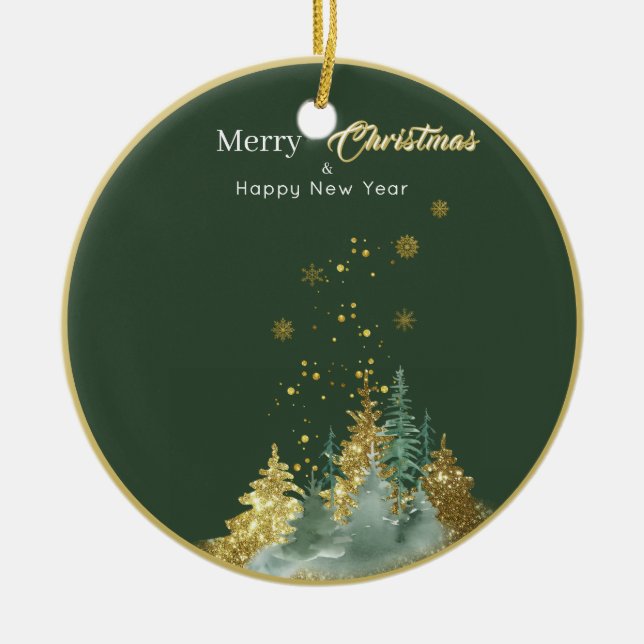 Enfeite de Natal de Árvore de Pinheiro Verde e Dou (Frente)