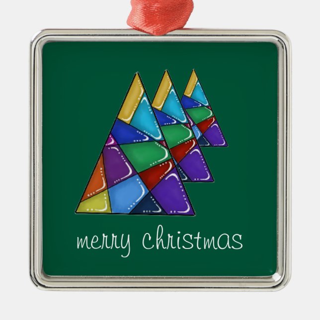 Enfeite de Natal de árvore de retalhos coloridos (Frente)