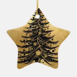 Enfeite de Natal de árvore Preto Ouro