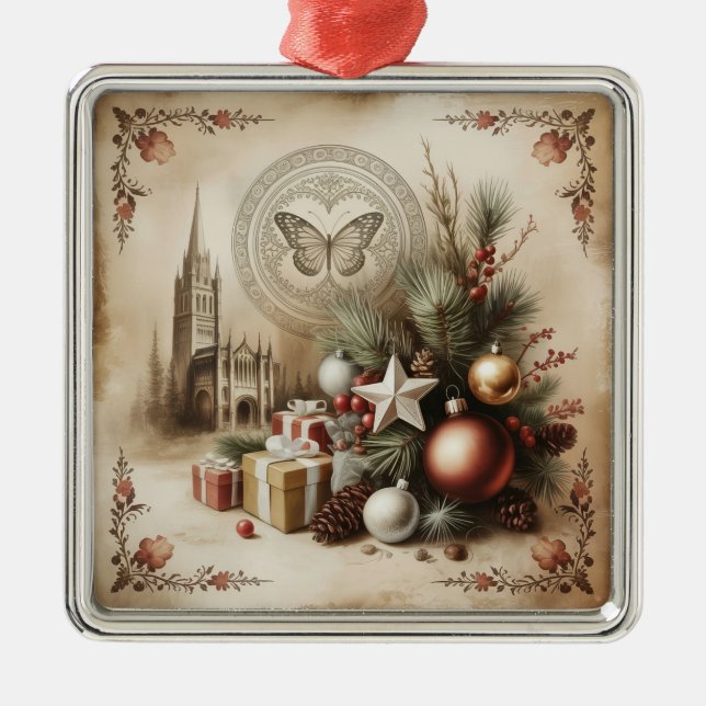 Enfeite de Natal de Árvore Vintage (Frente)