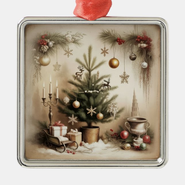 Enfeite de Natal de Árvore Vintage (Frente)