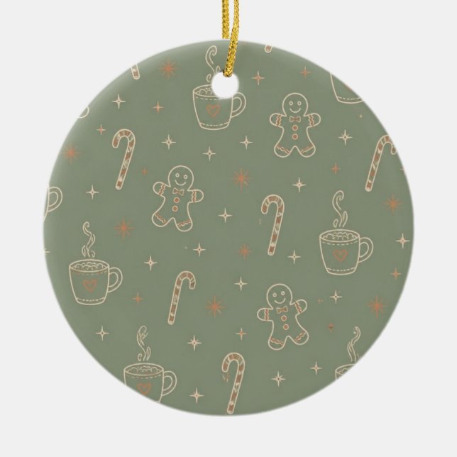 Enfeite de Natal de Biscoito de Gengibre com Cacau (Frente)